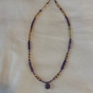Source Unknown Purple and yellow Beaded Necklace